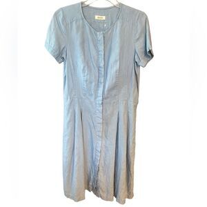 Malvin Sz M* Light Blue Linen Casual Summer Button Front Shirt Dress